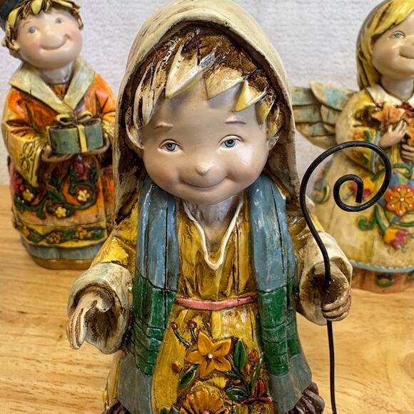 VTG 2006 Blessed be the Name Jesus Wood Carve Look Resin Nativity Set - 9 PC. - Picture 9 of 16